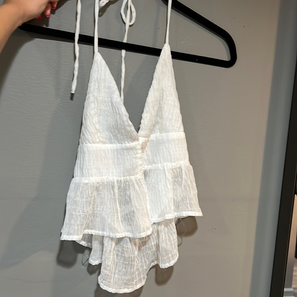 BRAND NEW PERFECT CONDITION WHITE GREY BANDIT HALTER TOP